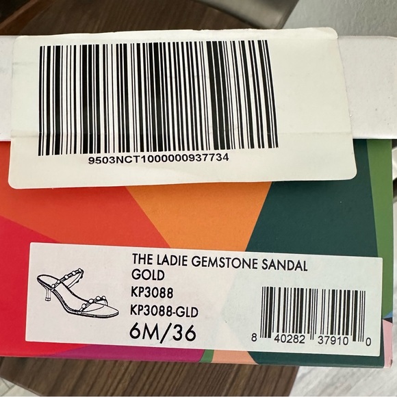 Katy Perry Collections Gold Heels with Blue Gems - Picture 5 of 7